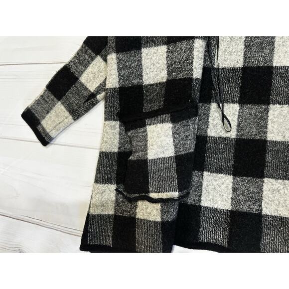 Lauren Ralph Lauren Women Buffalo Plaid Black White Wool Cardigan Size Small - Picture 4 of 8